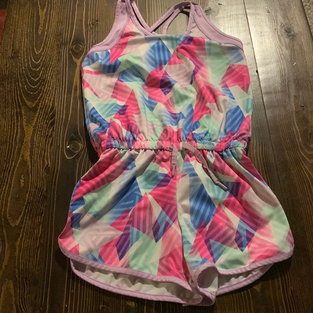 Rainbow romper.